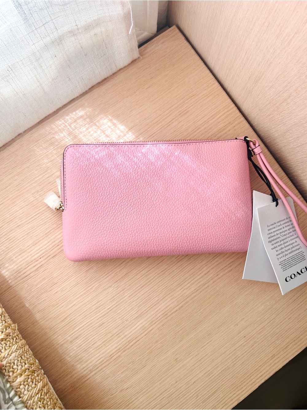 NWT💕Coach Double Zip Wallet In Signature Denim Light Pink CDN22 Wristlet Gifts - Picture 5 of 7